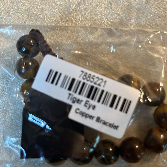 Yellow Tigers Eye Beaded Corded adjustable Bracelet 14kRG over copper - Picture 9 of 10